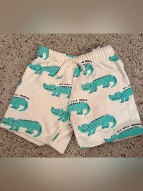 Zara Cream Shorts with Teal Crocodile Print